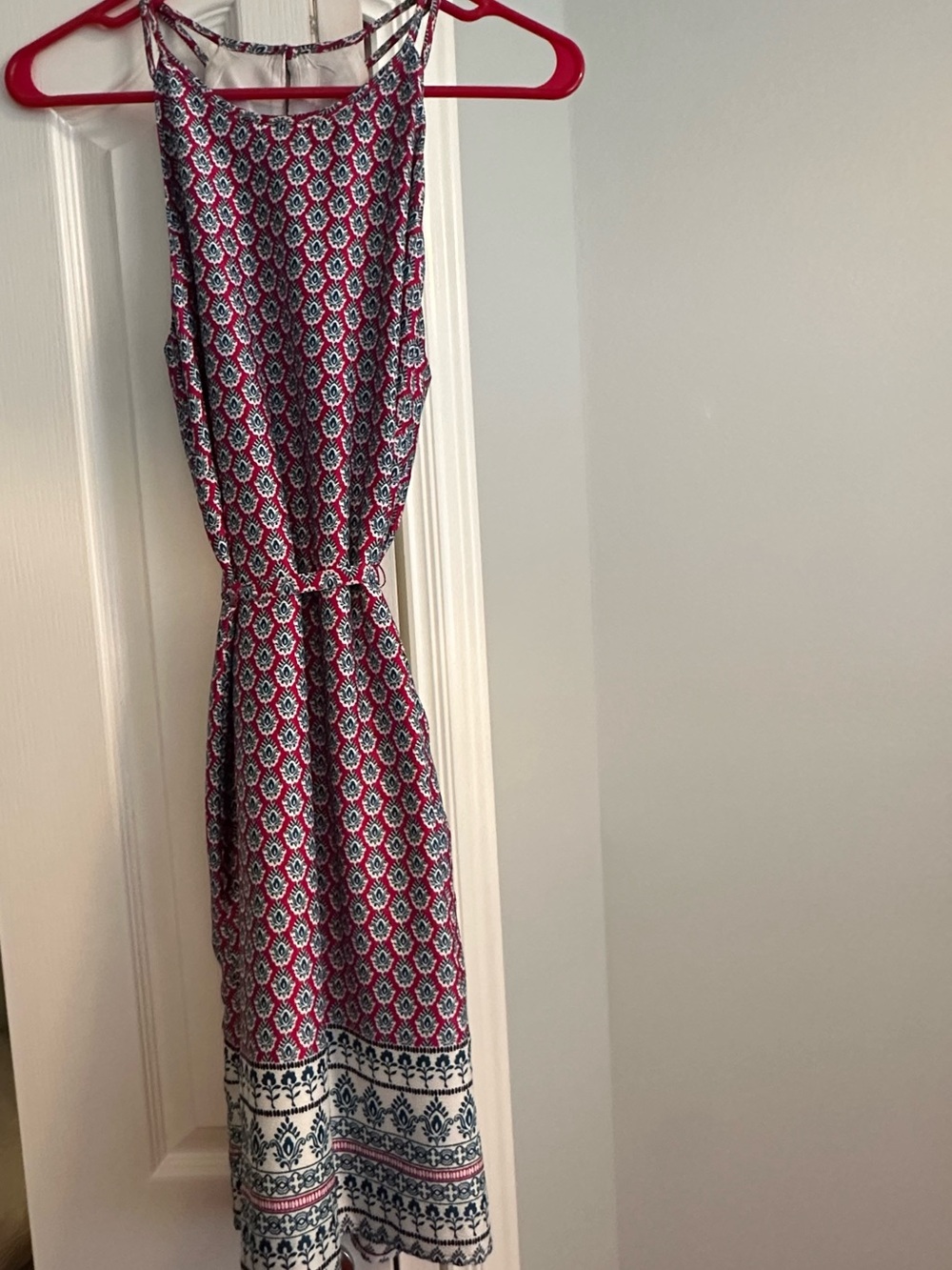 Banana Republic Pink and Blue Geometric Maxi Dress